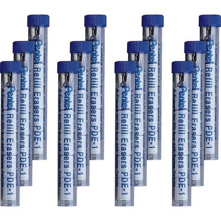 Pentel ERASER, REFILL, PENCIL, 5PC, 12PK PENPDE1BX